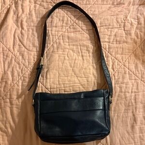 Navy SAS Leather Shoulder Bag